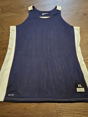 Nike Navy & White Athletic Dri-FIT Tank Top